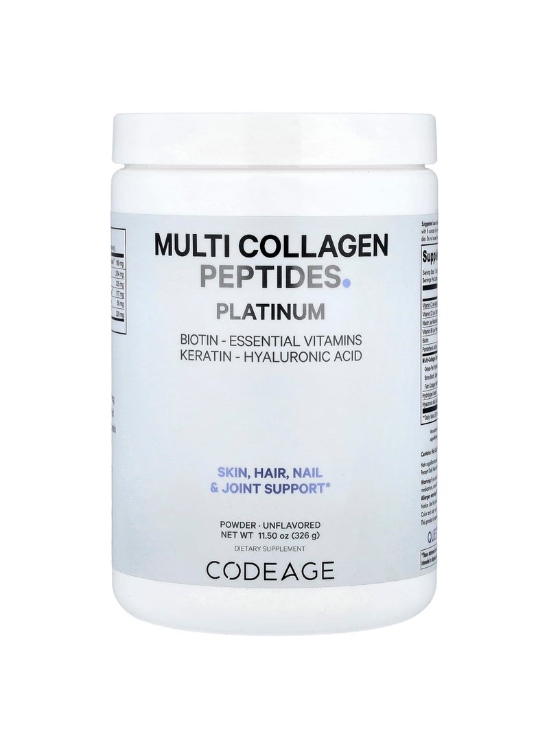 Codeage Multi Collagen Peptides Powder, Platinum, Unflavored, 11.5 oz (326 g)