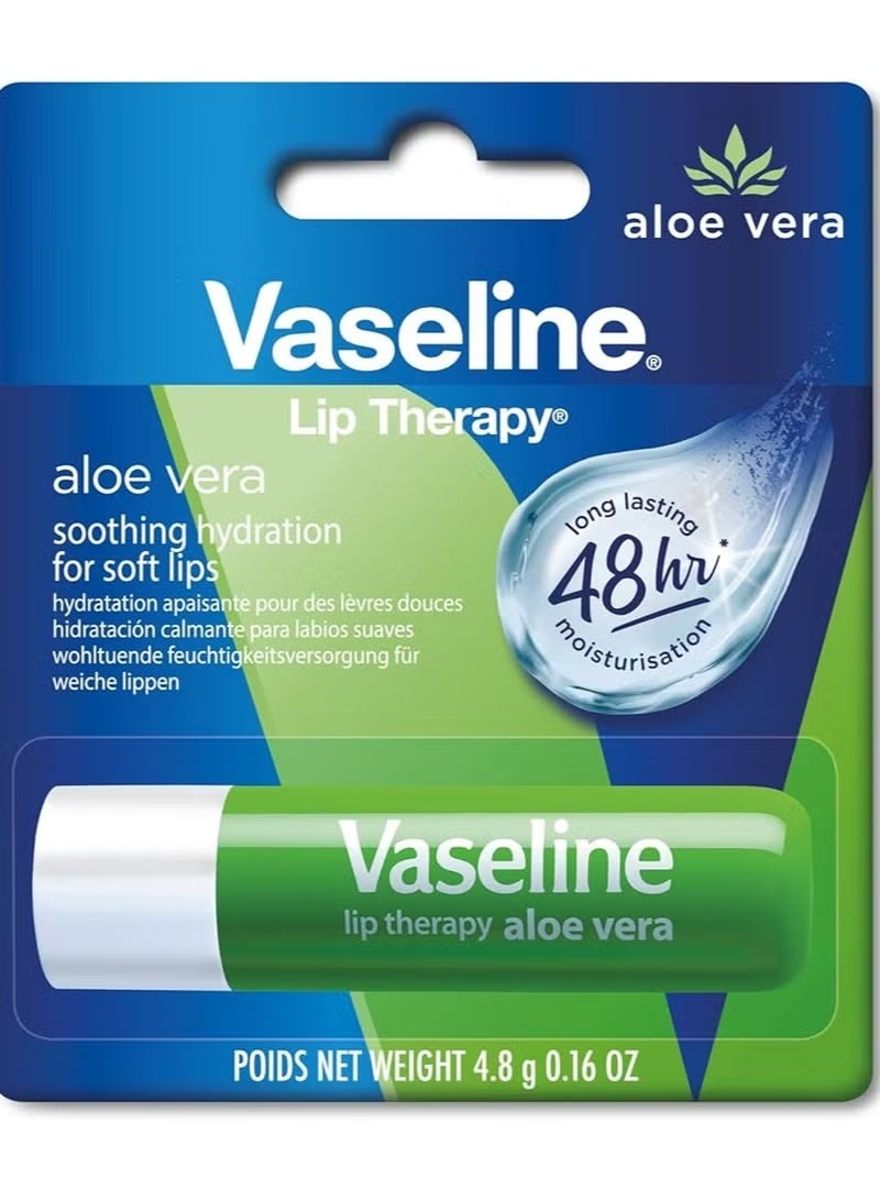 Vaseline Lip Therapy Aloe Vera Soothing Hydration For Soft lips  Lips, 4.8 gm - Image 1