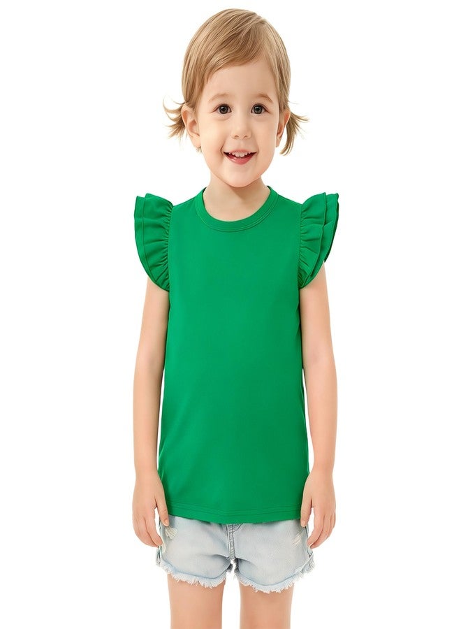 Magic Park بلوزة فتيات صغيرة سحرية 12M-14Y للأطفال، تي شيرت قصير وطويل مع كشكش، تي شيرت بلون موحد، Tops غير رسمية للفتيات (0033F_أخضر، 12-18 شهر) - Image 2