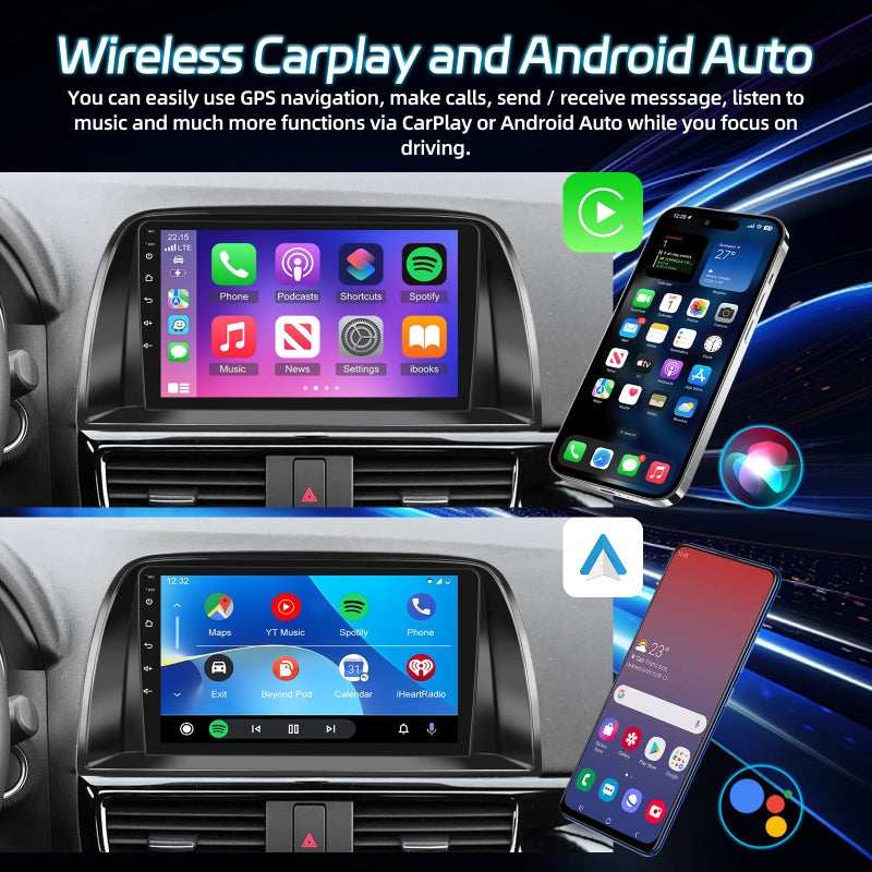 NHOPEEW [2+64G] for Mazda CX5 CX-5 CX 5 2012-2015 Android Radio: 9 inch HD Touchscreen DSP Audio - Wireless Carplay and Android Auto, GPS, WiFi, DSP/EQ, Multiple UI, SWC + AHD Backup Camera - Image 3