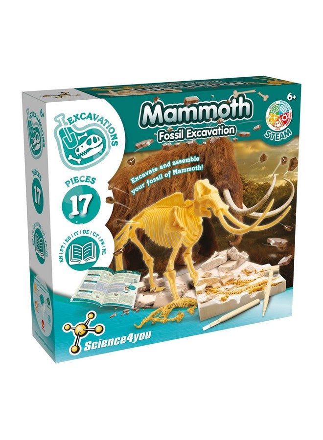 Science4you - Mammoth Fossil Digging Kit for Kids +6 Years - Excavate and Assemble 17 Mammoth Fossils - Ideal Dinosaur Excavation Kit Toy, Archeology and Paleontology Sets for Kids Age 6+ - Image 1