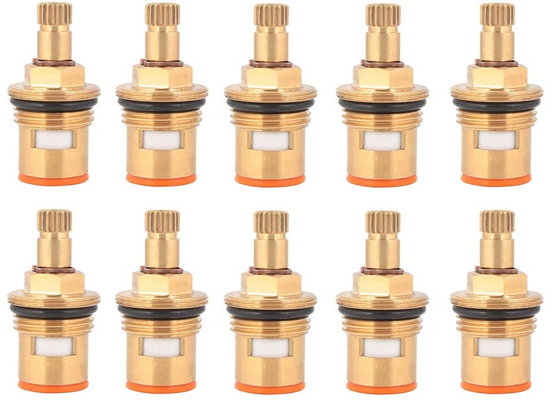 Spazio elegant bath decor Brass Ceramic Disc 1/2-inch Cartridge Quarter Turn Faucet Valve for Hot and Cold Bathroom Kitchen Tap - Set of 10 Nos - Image 1