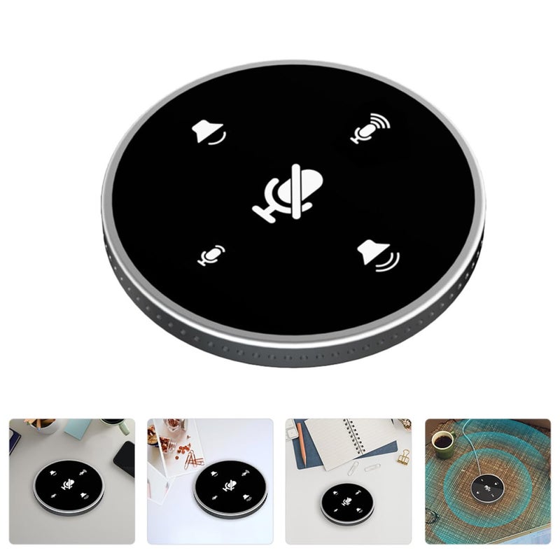 ميكروفون مؤتمر أسود USB متعدد الاتجاهات لاجتماعات الفيديو والبث المباشر والبودكاست - Image 4