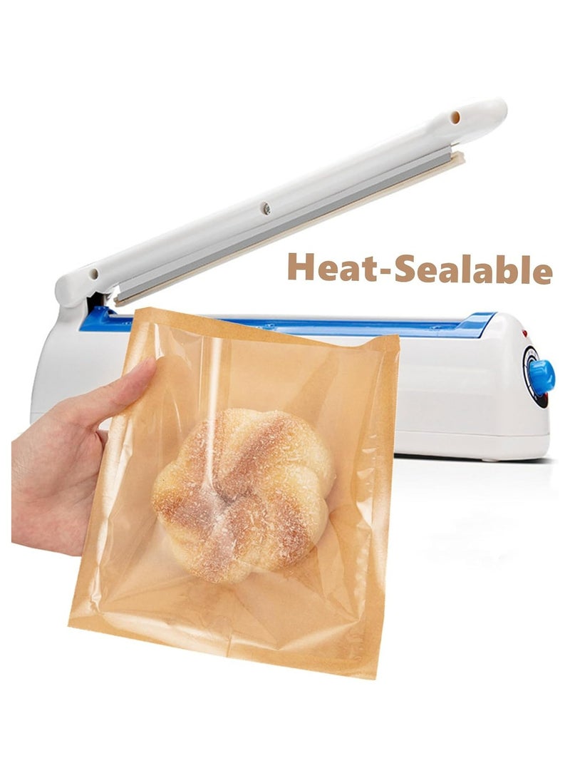 CMGTYYD 100 Pcs Heat-Sealable Bakery Bags, Cookie Bags, Translucent Candy Bags, Kraft Paper Food Bags for Cookie, Cake, Bread, Sandwich, Chocolate, Candy, Snack (7.1 * 7.5 in) (Brown) - Image 3