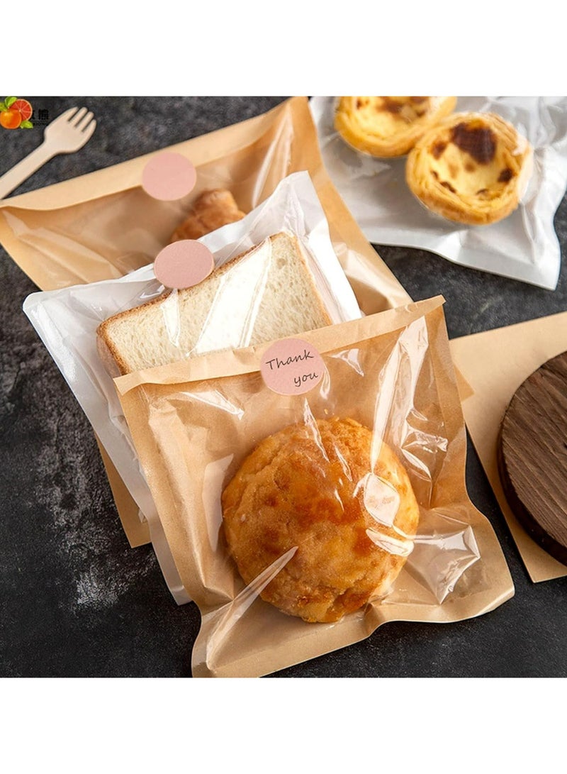 CMGTYYD 100 Pcs Heat-Sealable Bakery Bags, Cookie Bags, Translucent Candy Bags, Kraft Paper Food Bags for Cookie, Cake, Bread, Sandwich, Chocolate, Candy, Snack (7.1 * 7.5 in) (Brown) - Image 4