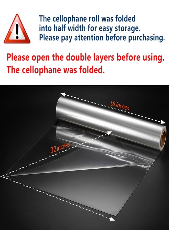 PH PERKHOMY PerkHomy Clear Cellophane Wrap Roll 32" x 100' 3 Mil Thick Cellophane For Gift Basket Treats Goodie Wrapping Craft Flower Bouquet Plastic (Clear, 100ft (32in Width)) - Image 2