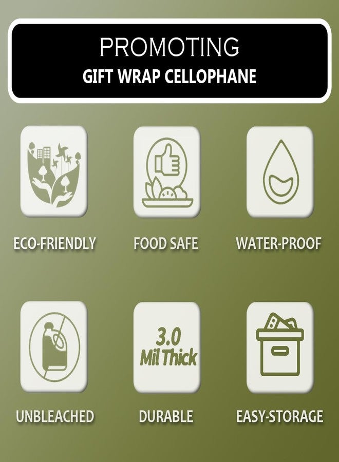 PH PERKHOMY PerkHomy Clear Cellophane Wrap Roll 32" x 100' 3 Mil Thick Cellophane For Gift Basket Treats Goodie Wrapping Craft Flower Bouquet Plastic (Clear, 100ft (32in Width)) - Image 5