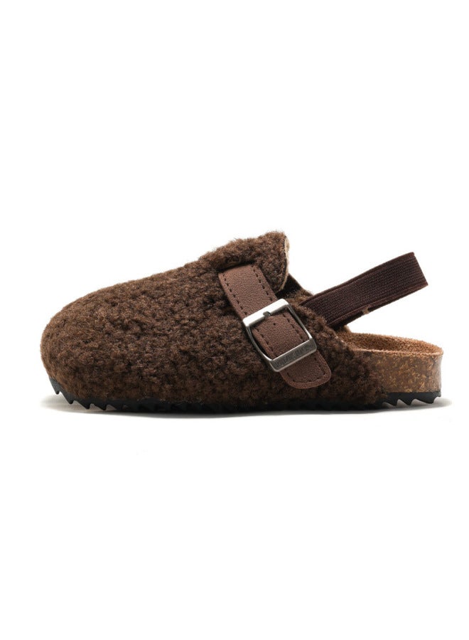 Popular Baby Cotton Slippers, Children's Cork Sandals, Outer Wear For Boys And Girls, Suede Warm Sandals, Lazy Shoes