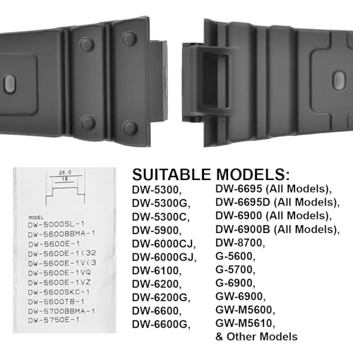 DBLACK ''CDS34'' 16mm Rubber Watch Strap // Compatible with ''CASI0 G-SH0CK'' DW-5000, DW-5600, DW-5700, DW-5750E, & Other Watch Models - Image 5