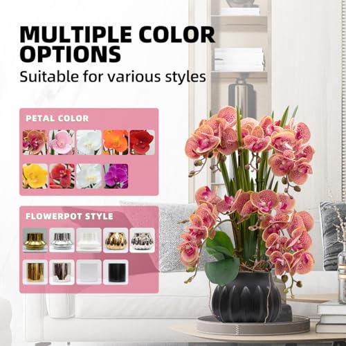 CXGS Artificial Orchid Flower Plant 19.7'' Real Touch Faux Orchids in Ceramic Vase Purple Dapple Fake Phalaenopsis Flower Arrangement Silk Orchids with Stems for Centerpiece Table Home Indoor Decor - Image 3
