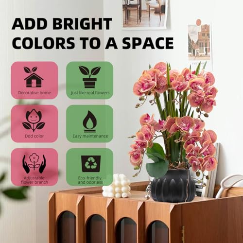 CXGS Artificial Orchid Flower Plant 19.7'' Real Touch Faux Orchids in Ceramic Vase Purple Dapple Fake Phalaenopsis Flower Arrangement Silk Orchids with Stems for Centerpiece Table Home Indoor Decor - Image 5