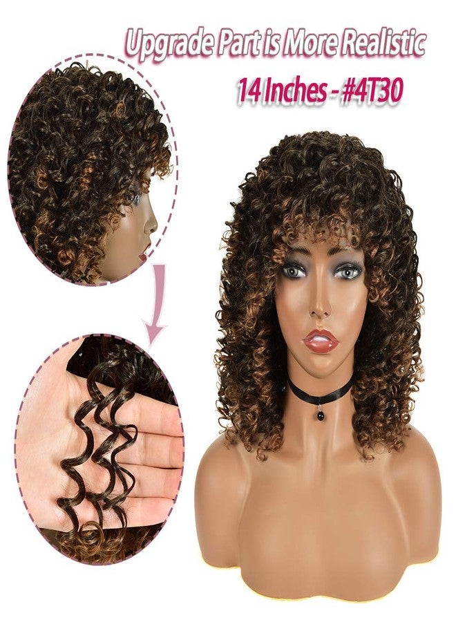 روزمايل شعر مستعار مجعد من روزمايل للنساء ذوات البشرة السمراء - شعر مستعار بني متدرج #4T30، شعر مستعار أفريقي أمريكي صناعي كامل مجعد مع غرة (مشط شعر مستعار احترافي مجاني و4 أغطية شعر مستعار مجانية) - Image 5
