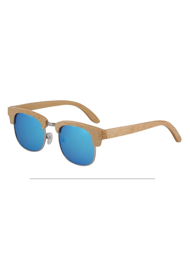 HDCRAFTER New Bamboo Wood Half Frame Metal Polarized Sunglasses - Image 2