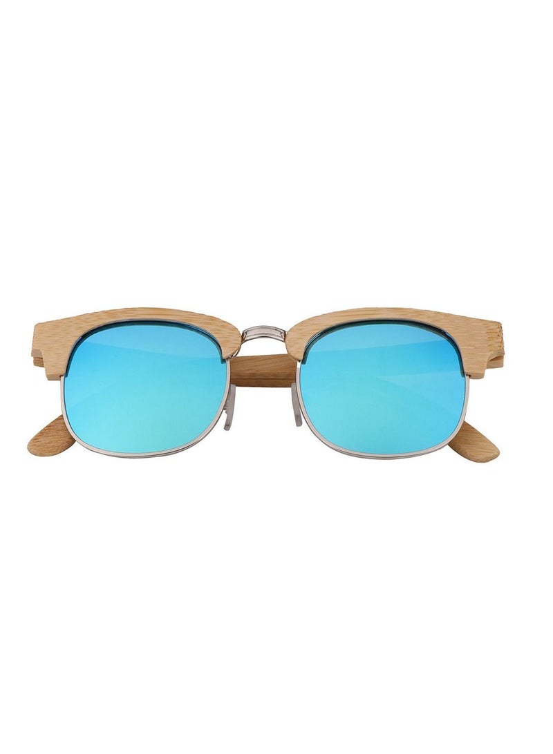 HDCRAFTER New Bamboo Wood Half Frame Metal Polarized Sunglasses - Image 1