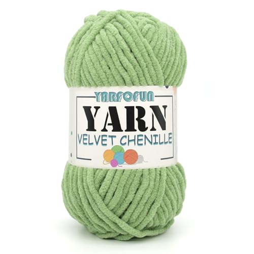 YARFOFUN Velvet Chenille Yarn for CrochetingOlive Green Fluffy Velvet Plush Thick Soft Chunky Chenille Baby Blanket Yarn for Crocheting Knitting Amigurumi Beginners 50gOlive Green - Image 1