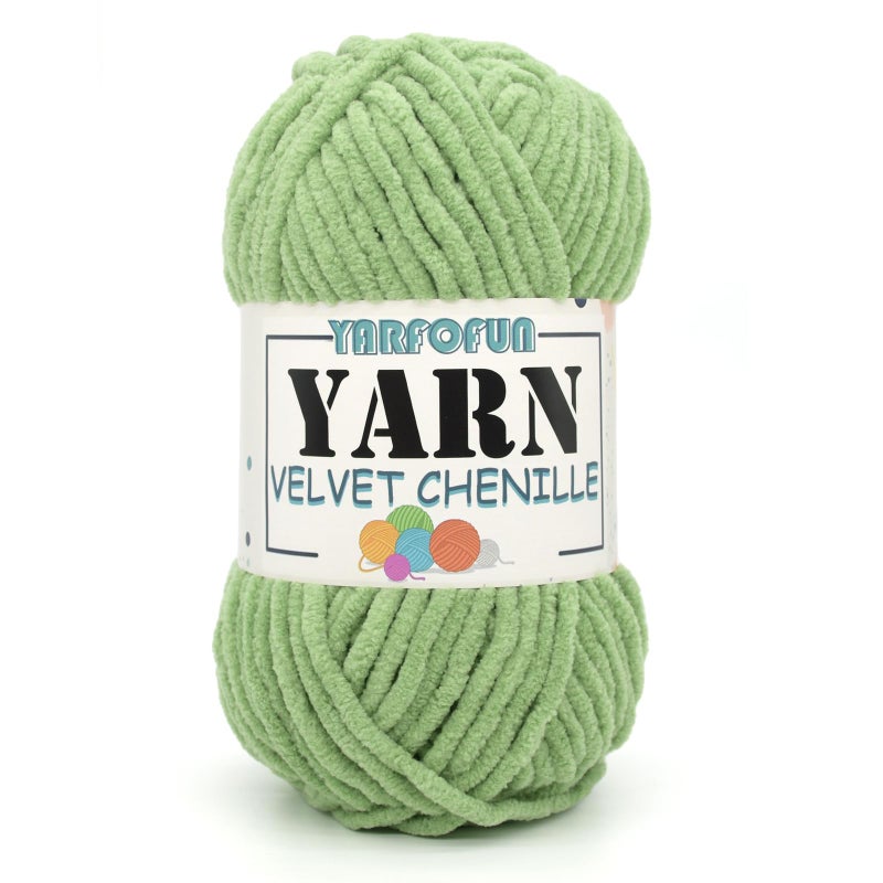YARFOFUN Velvet Chenille Yarn for CrochetingOlive Green Fluffy Velvet Plush Thick Soft Chunky Chenille Baby Blanket Yarn for Crocheting Knitting Amigurumi Beginners 50gOlive Green - Image 3