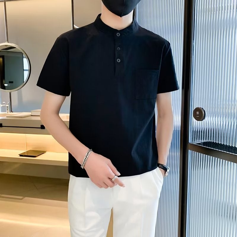 Short-Sleeved T-Shirt Men'S 2025 Summer Ice Silk Thin Men'S Top Boys' Trendy Brand Fashionable Round Neck Half-Sleeved T-Shirt - Image 4