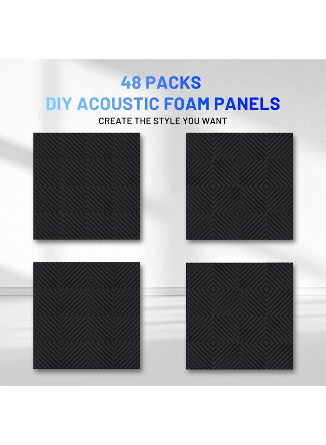 Focusound 48 Pack Sound Proof Foam Panels, 1" x 12" x 12" Acoustic Foam Panels for Wall High Density Soundproofing Wedge Panels for Studio Office Game Room - Image 3
