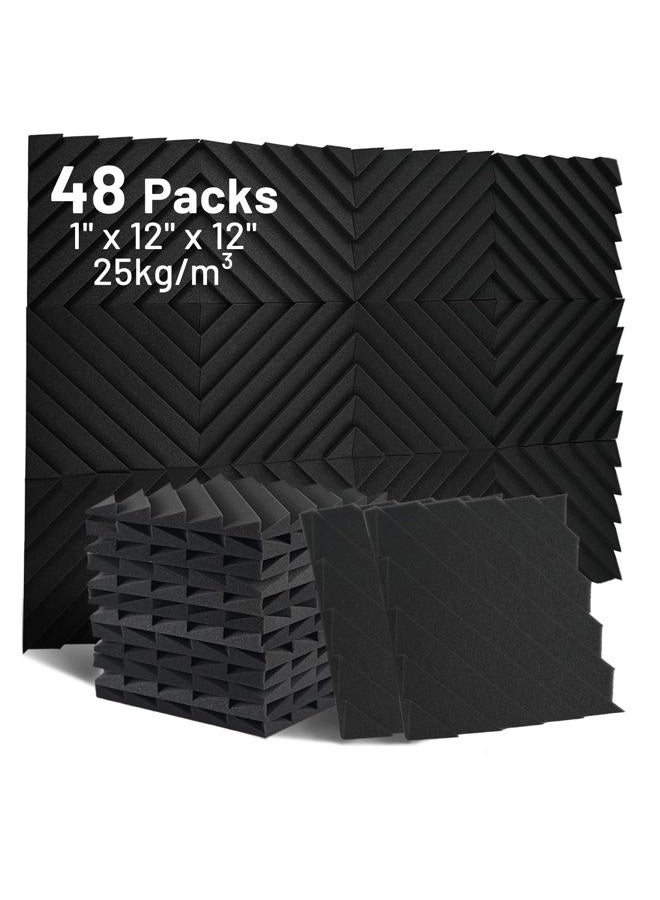 Focusound 48 Pack Sound Proof Foam Panels, 1" x 12" x 12" Acoustic Foam Panels for Wall High Density Soundproofing Wedge Panels for Studio Office Game Room - Image 1