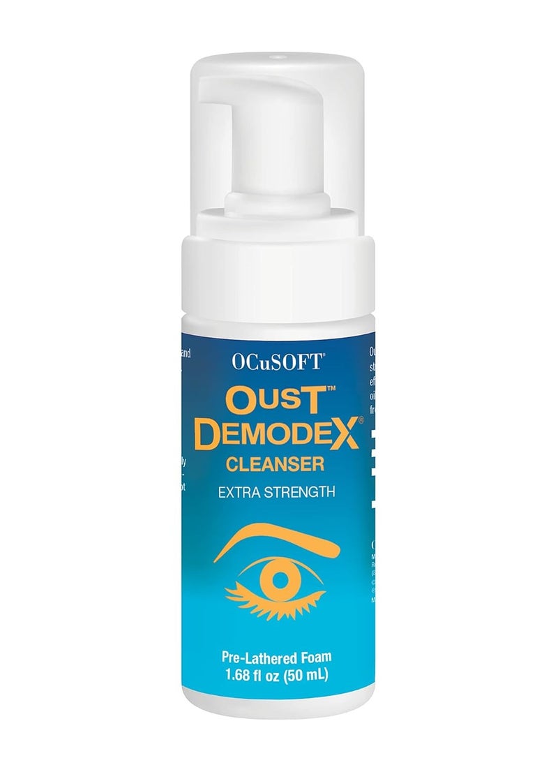 OCuSOFT - OCuSOFT Oust Demodex Foam Cleanser - Extra Strength - Foaming Cleanser for Eyelids & Eyelashes with Tea Tree Oil - Eyelid Cleanser to Remove Oil, Debris & Pollen - 1.68 fl oz - Image 1