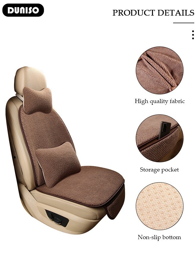 DUNISO 2pcs Auto Warm plush Universal Four Seasons Front Car Seat Covers Luxury Include Front Car Seat Protector Compatible with 95% Vehicle Fit for Cars Truck SUV or Vans - Image 2