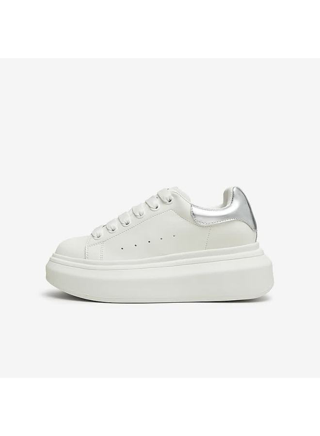 Tata Cream Bubble Thick Sole White Breathable Casual Height-increasing Commuter Sneakers White/silver Size 40 - Image 4