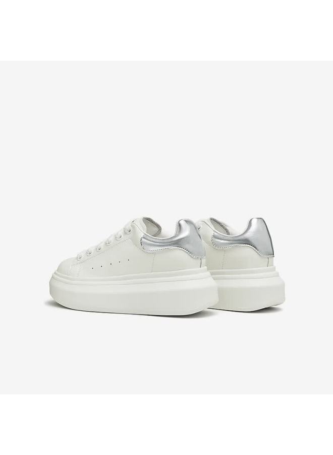 Tata Cream Bubble Thick Sole White Breathable Casual Height-increasing Commuter Sneakers White/silver Size 40 - Image 5