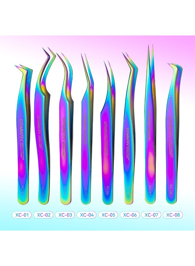 D'AMMA'N Professional Eyelash Extension Tweezers Set 8 Precision Lash Tweezers for Volume Classic Lashes Stainless Steel Beauty Tool - Image 5