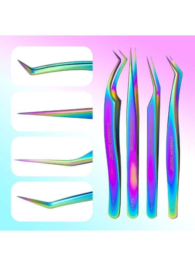 D'AMMA'N Professional Eyelash Extension Tweezers Set 8 Precision Lash Tweezers for Volume Classic Lashes Stainless Steel Beauty Tool - Image 2