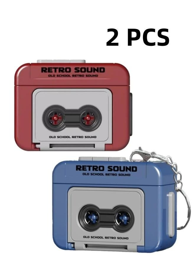 2 PCS Mini Retro Recorder Tape Keychain Creative Tape Recorder Keychain Mini Cassette Player Keychain with 3 Songs Portable Keychain Pendant for Backpacks and Handbags - Image 1