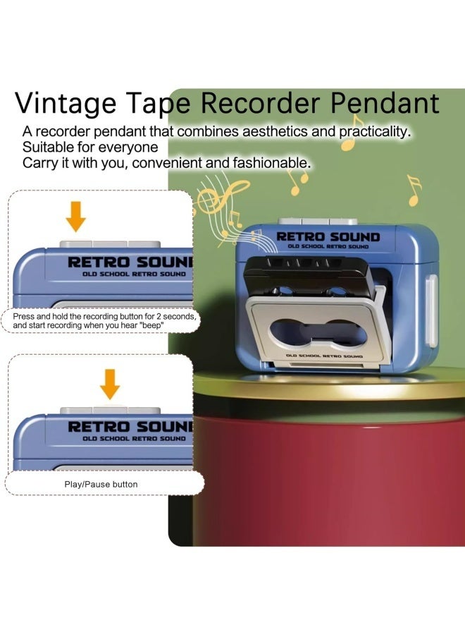 2 PCS Mini Retro Recorder Tape Keychain Creative Tape Recorder Keychain Mini Cassette Player Keychain with 3 Songs Portable Keychain Pendant for Backpacks and Handbags - Image 4
