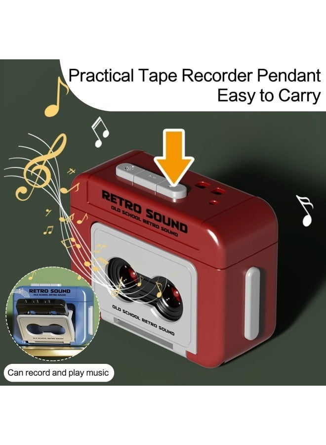 2 PCS Mini Retro Recorder Tape Keychain Creative Tape Recorder Keychain Mini Cassette Player Keychain with 3 Songs Portable Keychain Pendant for Backpacks and Handbags - Image 3