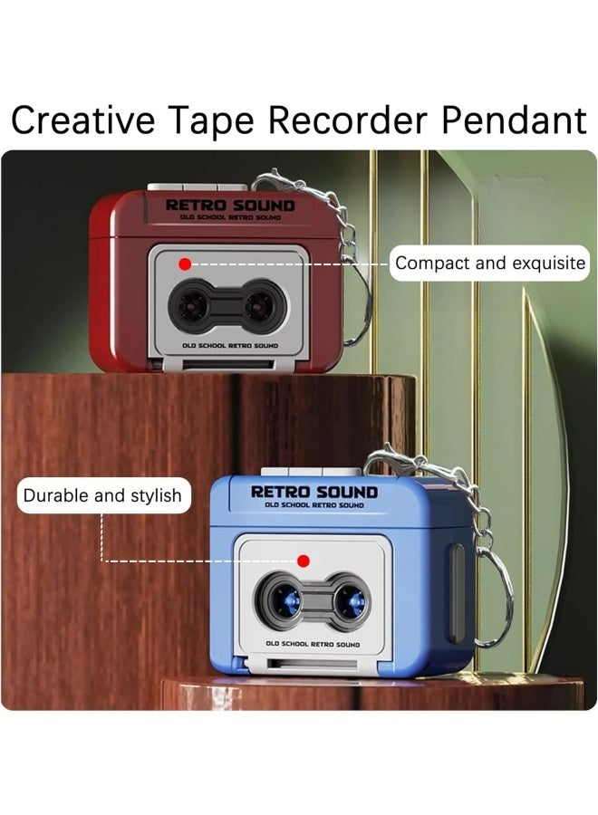 2 PCS Mini Retro Recorder Tape Keychain Creative Tape Recorder Keychain Mini Cassette Player Keychain with 3 Songs Portable Keychain Pendant for Backpacks and Handbags - Image 2