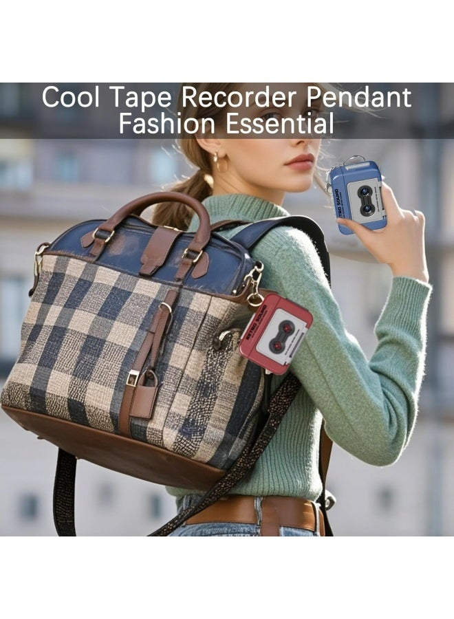 2 PCS Mini Retro Recorder Tape Keychain Creative Tape Recorder Keychain Mini Cassette Player Keychain with 3 Songs Portable Keychain Pendant for Backpacks and Handbags - Image 5