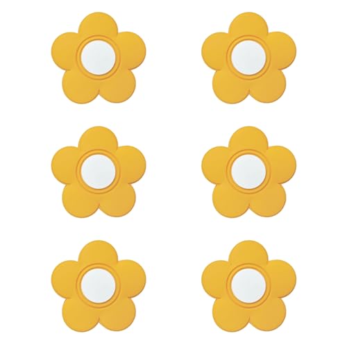 Skyscraper Cartoon Shape Soft Rubber Knobs for Kids Girls Boys Cabinet Handle pulls Drawer Knobs for Kids Room Cabinets Closets Toy Organizer Box Bookcase 6pcs/Set (Flower, Yellow) - Image 1
