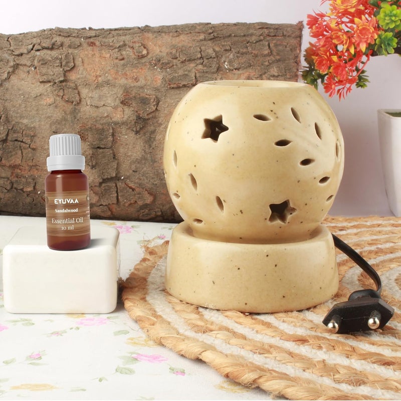 DECOVAA DECOVAA Handcrafted Electric Ceramic Aroma Oil Diffuser Aroma Wax Warmer Aroma Burner for Aromatherapy Home Decor and Fragrance with 10ml Aroma Oil Sandal Fragrance  - Image 1