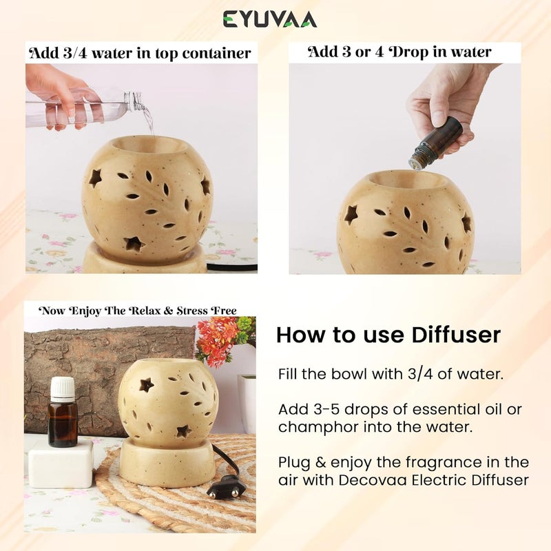 DECOVAA DECOVAA Handcrafted Electric Ceramic Aroma Oil Diffuser Aroma Wax Warmer Aroma Burner for Aromatherapy Home Decor and Fragrance with 10ml Aroma Oil Sandal Fragrance  - Image 3