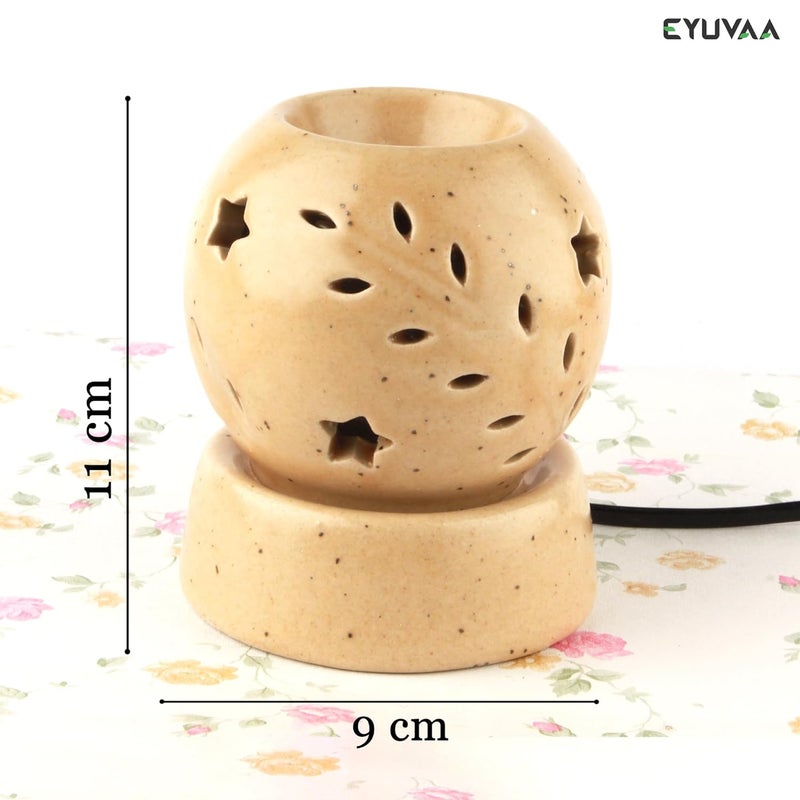 DECOVAA DECOVAA Handcrafted Electric Ceramic Aroma Oil Diffuser Aroma Wax Warmer Aroma Burner for Aromatherapy Home Decor and Fragrance with 10ml Aroma Oil Sandal Fragrance  - Image 4