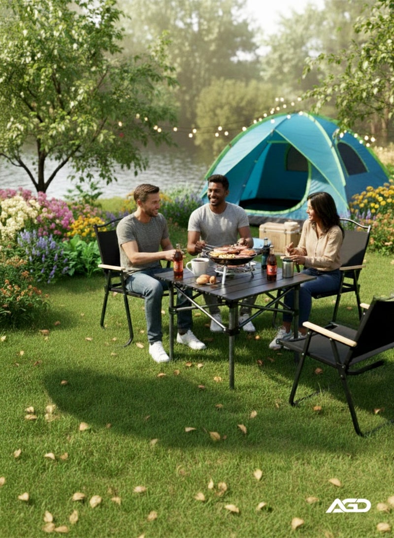 AGD Camping Set Consisting of a Table and 4 Chairs, Foldable, Ideal for Picnics and Outdoor Activities, black - Image 3
