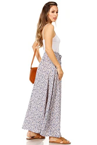Simlu Floral Blue Maxi Skirts for Women Long Length Reg & Plus Size Skirts for Women & Teens, Summer Beach Coverup Skirt Aline Flowy Elastic High Waisted Midi Womens Skirts (X-Large, Blue Floral) - Image 4