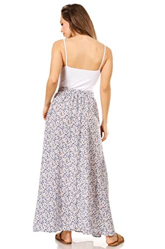 Simlu Floral Blue Maxi Skirts for Women Long Length Reg & Plus Size Skirts for Women & Teens, Summer Beach Coverup Skirt Aline Flowy Elastic High Waisted Midi Womens Skirts (X-Large, Blue Floral) - Image 5