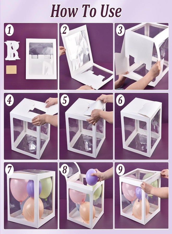 GLASSWINDS 12 Pcs Transparent Balloon Boxes for Baby Shower Decorations, Clear Balloon Boxes with 99 Letters for Wedding Gender Reveal Grad Birthday Party Bridal Anniversary Backdrop Decor - Image 5