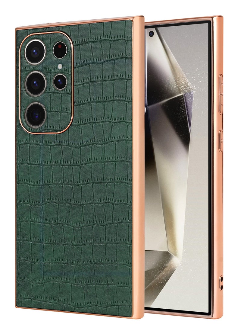 ICARLUS For Samsung Galaxy S25 Ultra 5G Case Electroplating PU+TPU Phone Cover Green 
