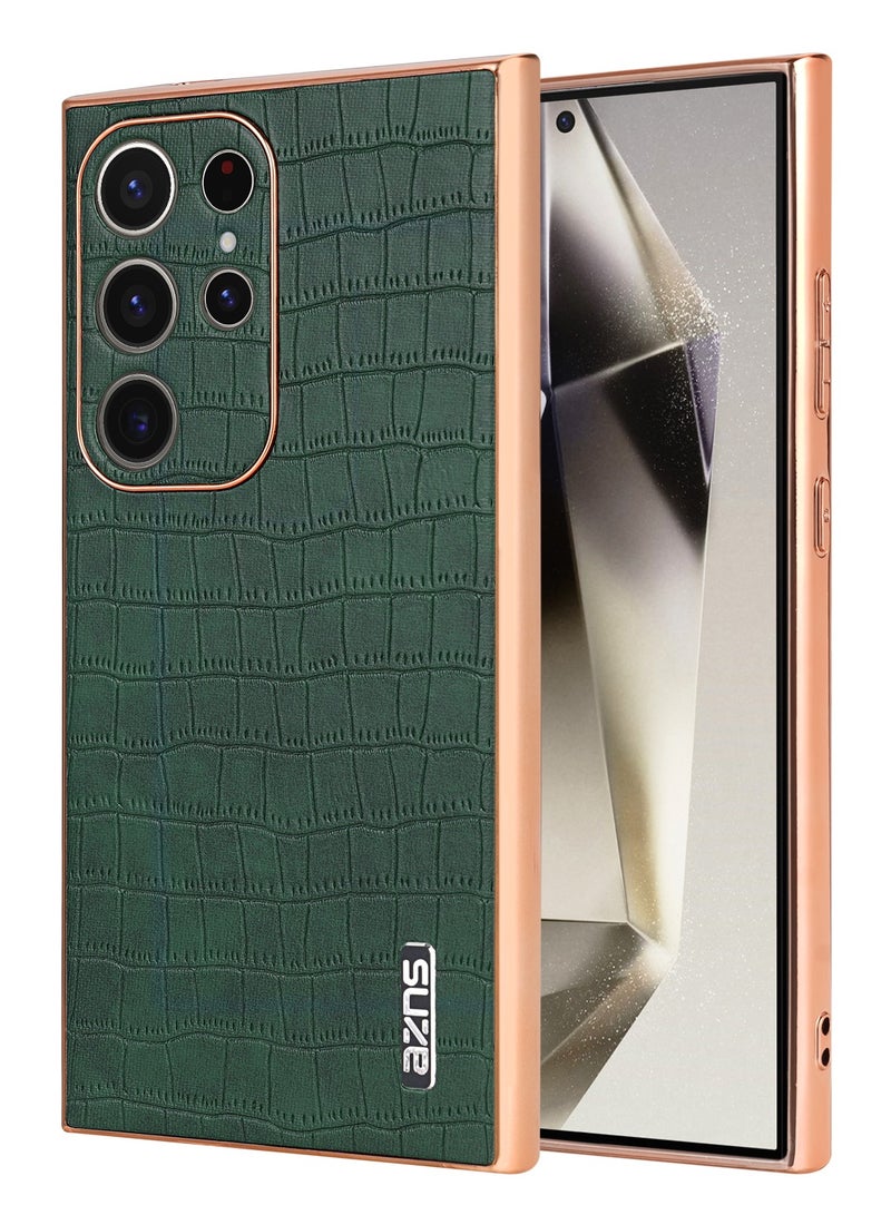 كولور فانس جراب لهاتف Samsung Galaxy S25 Ultra 5G مصنوع من مادة البولي يوريثان الحراري ونسيج جلد التمساح الكهربائي - أخضر - Image 1