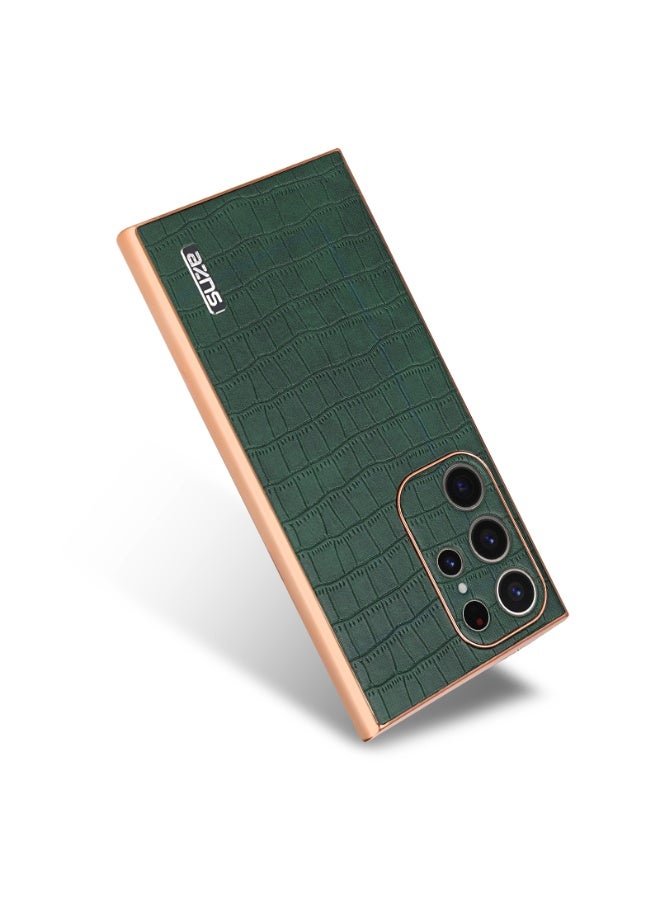 كولور فانس جراب لهاتف Samsung Galaxy S25 Ultra 5G مصنوع من مادة البولي يوريثان الحراري ونسيج جلد التمساح الكهربائي - أخضر - Image 2