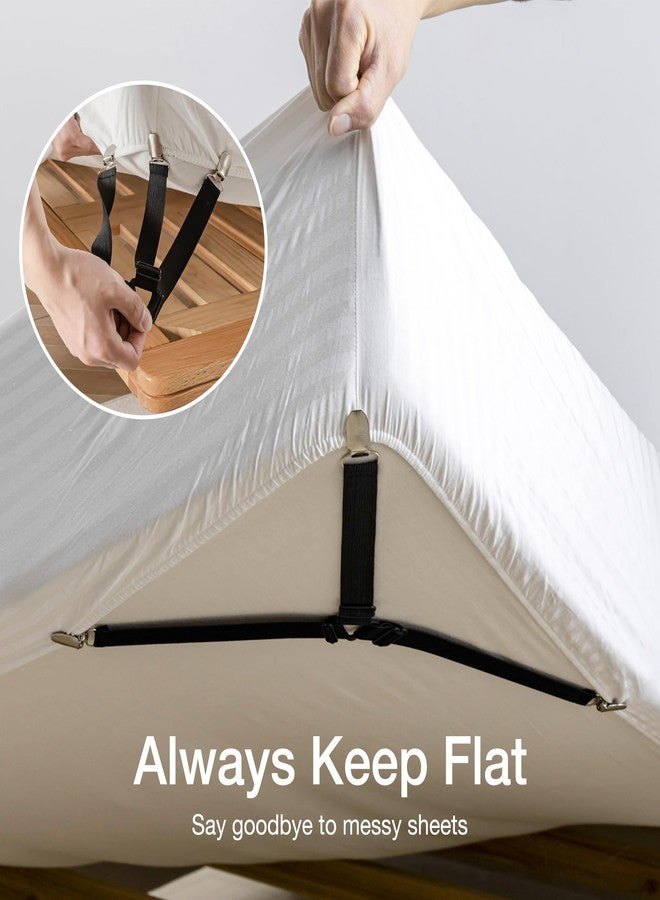 VBM 4 PCS Bed Sheet Holder Straps,The Triangle Bed Sheet Fasteners with Heavy Duty Grippers Clips,Adjustable Triangle Elastic Bed Sheet Holder/Straps Clip Suspenders Corner Gripper Holder - Image 5