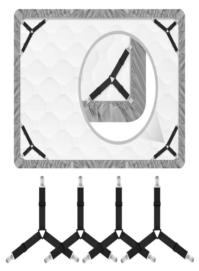 VBM 4 PCS Bed Sheet Holder Straps,The Triangle Bed Sheet Fasteners with Heavy Duty Grippers Clips,Adjustable Triangle Elastic Bed Sheet Holder/Straps Clip Suspenders Corner Gripper Holder - Image 1