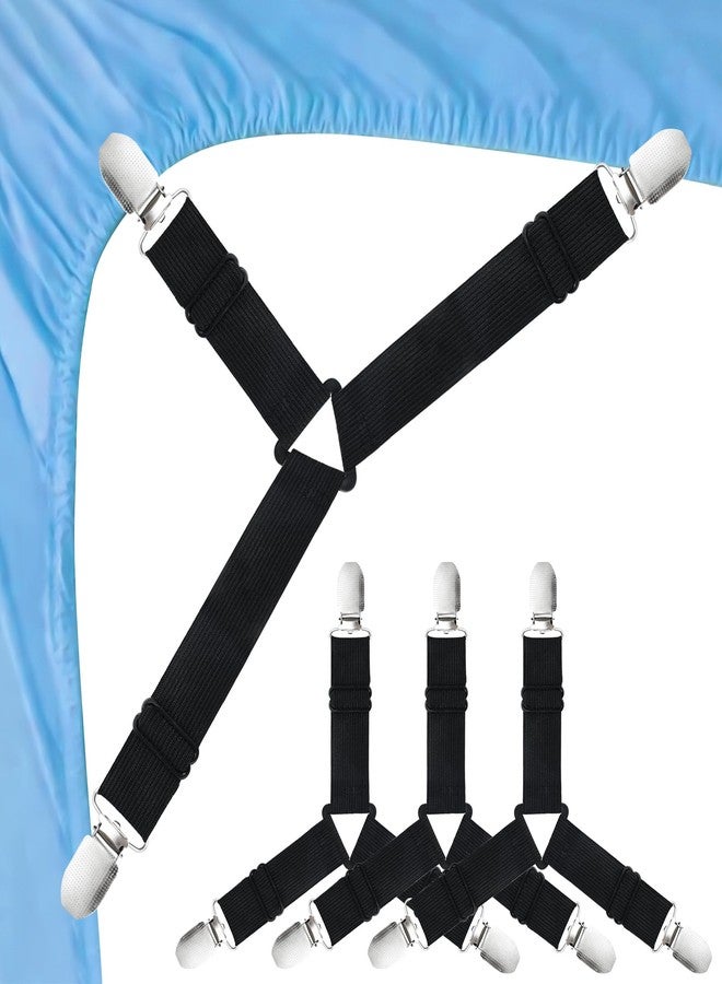 VBM 4 PCS Bed Sheet Holder Straps,The Triangle Bed Sheet Fasteners with Heavy Duty Grippers Clips,Adjustable Triangle Elastic Bed Sheet Holder/Straps Clip Suspenders Corner Gripper Holder - Image 2