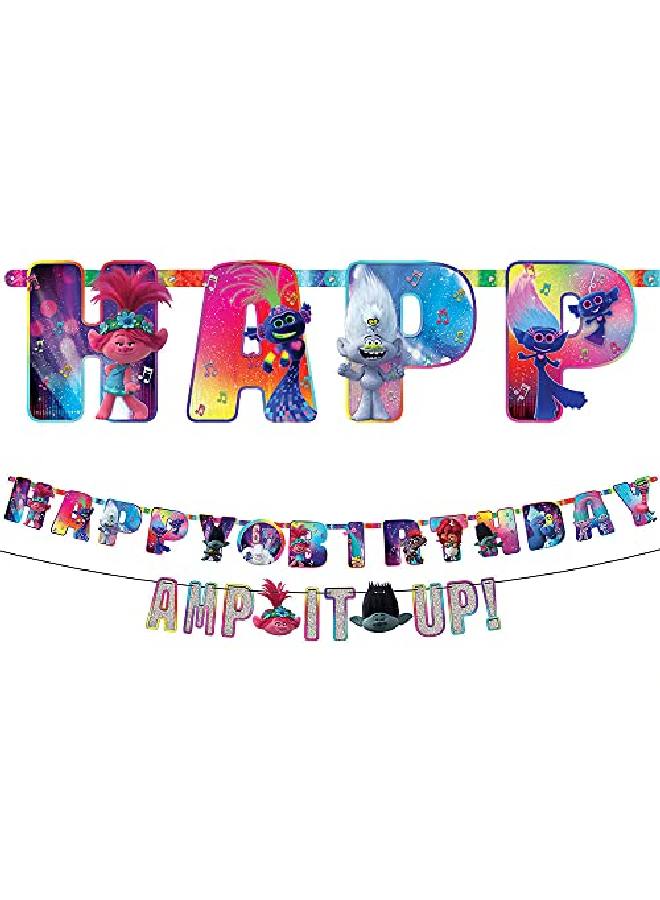 Amscan Trolls World Tour Jumbo Letter Birthday Banner Kit 1 Each - Image 1