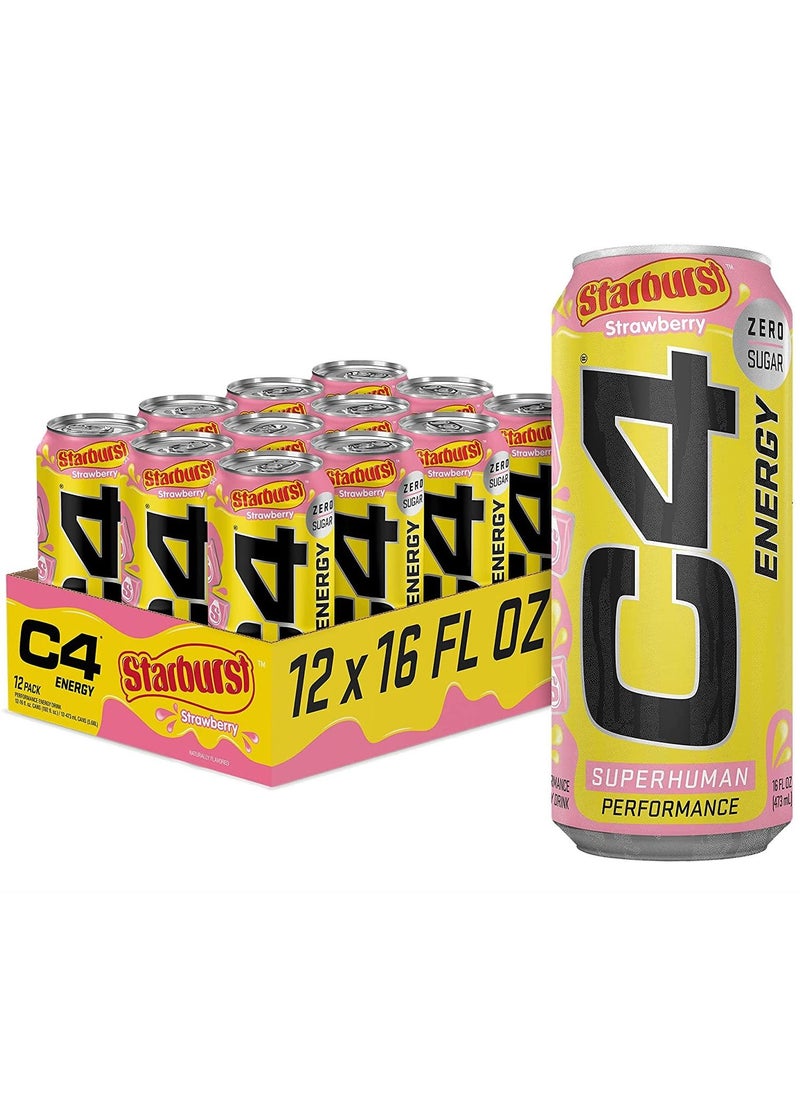 C4 - C4 Starburst Strawberry Energy Drink 473ml Pack of 12 - Image 1